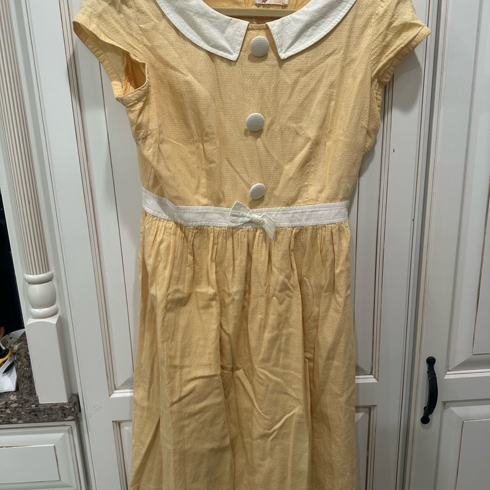 ModCloth Yellow Mod Dress with White Details